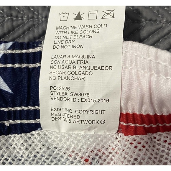 Exist Swim Men's XXL Swim Trunks American Flag Print 3 Pocket Drawstring NEW - Picture 11 of 11